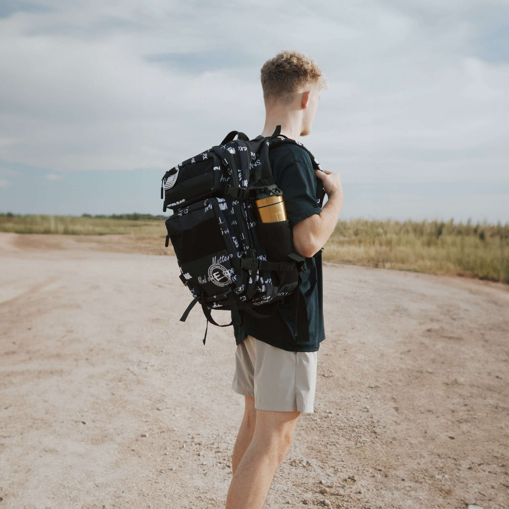 45L Black Motivation Backpack Complete with Cupholders
