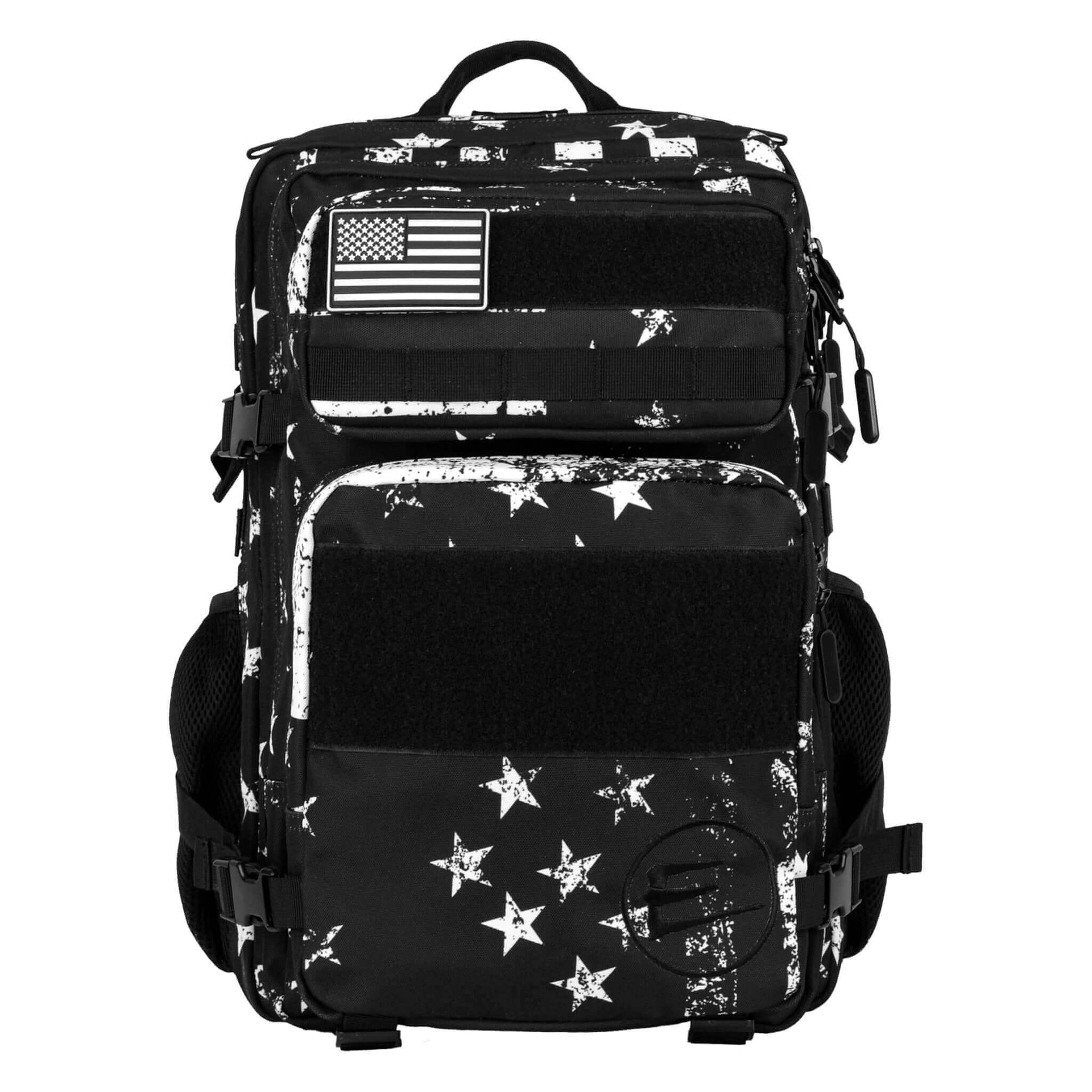 45L Black American Flag Backpack with Cup Holders