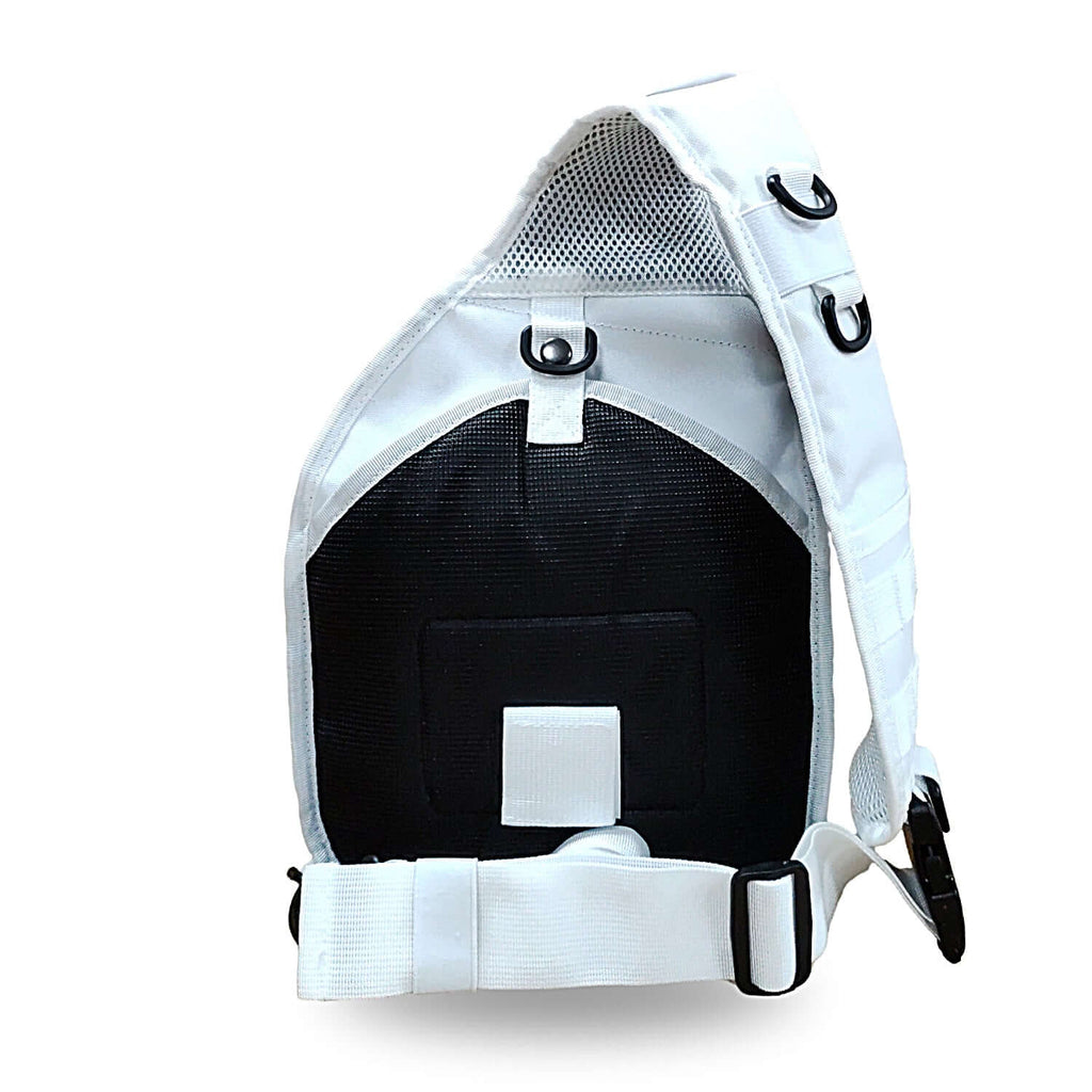White w/silver themed Chest Bag
