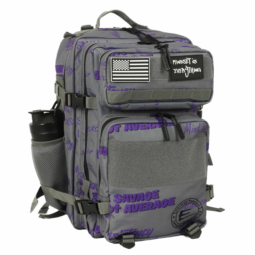 Gray Motivational 45L Backpack with Cup Holders
