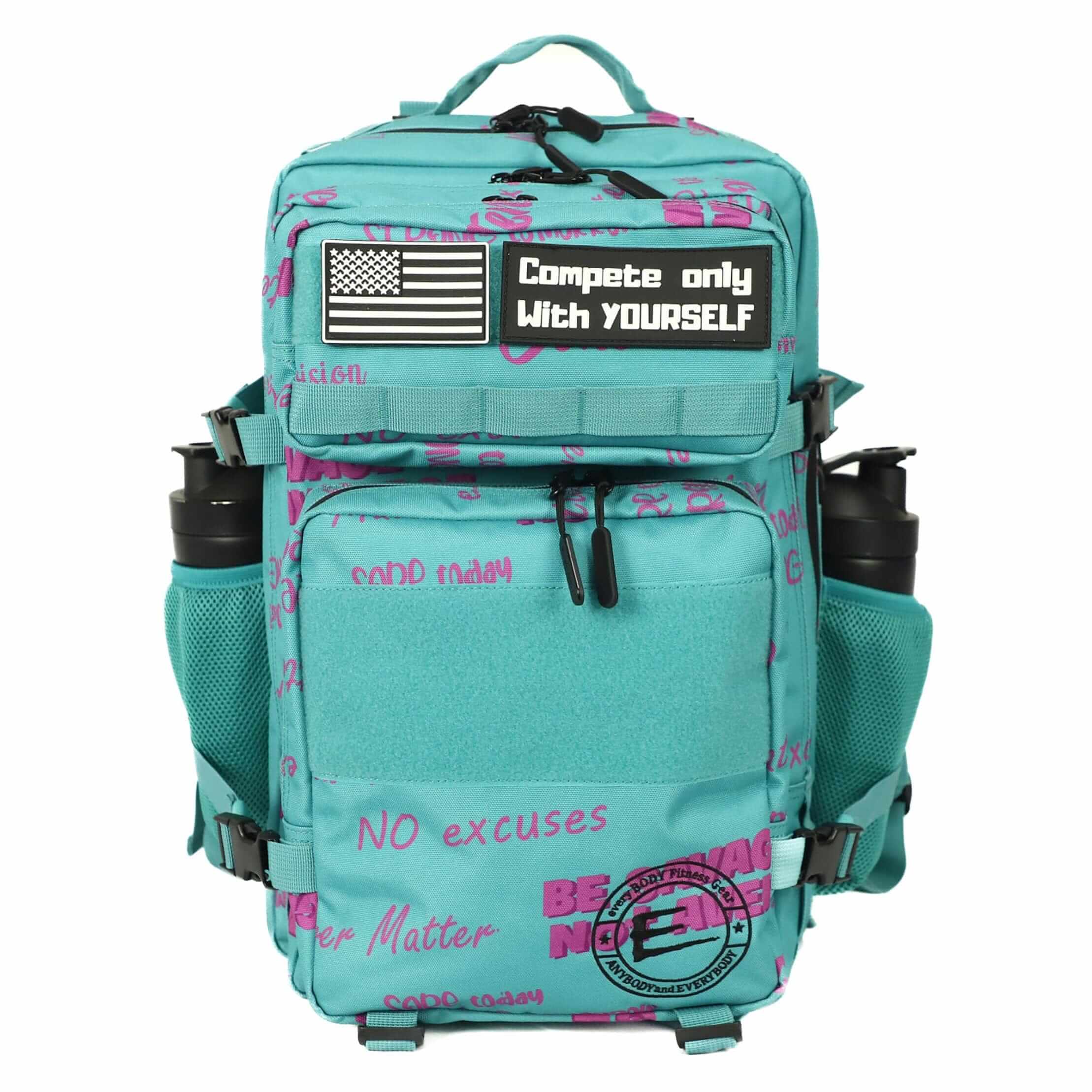 45L Teal Motivational Backpack with/Cup Holders