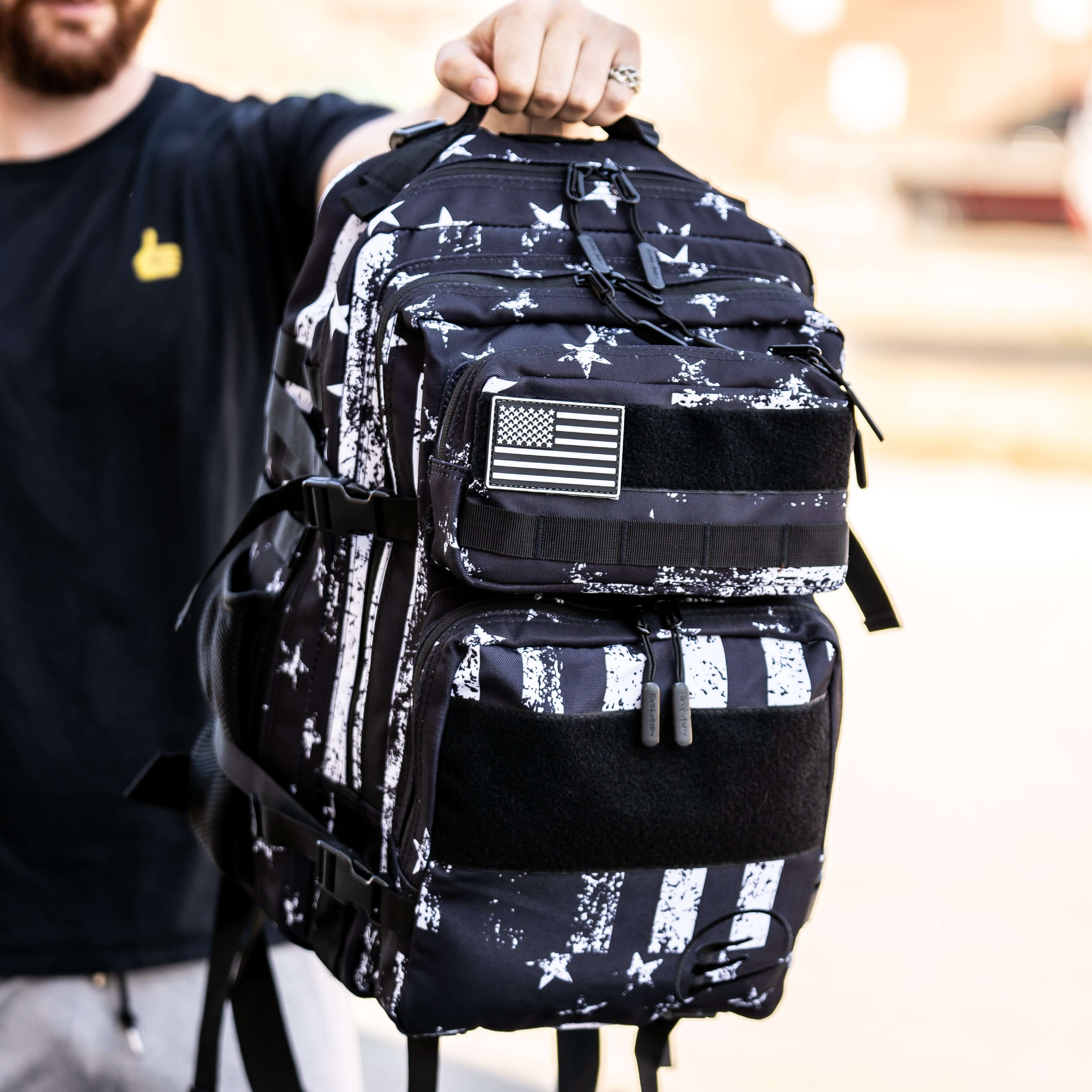 45L Black American Flag Backpack with Cup Holders 45L Black American Flag Backpack with Cup Holders