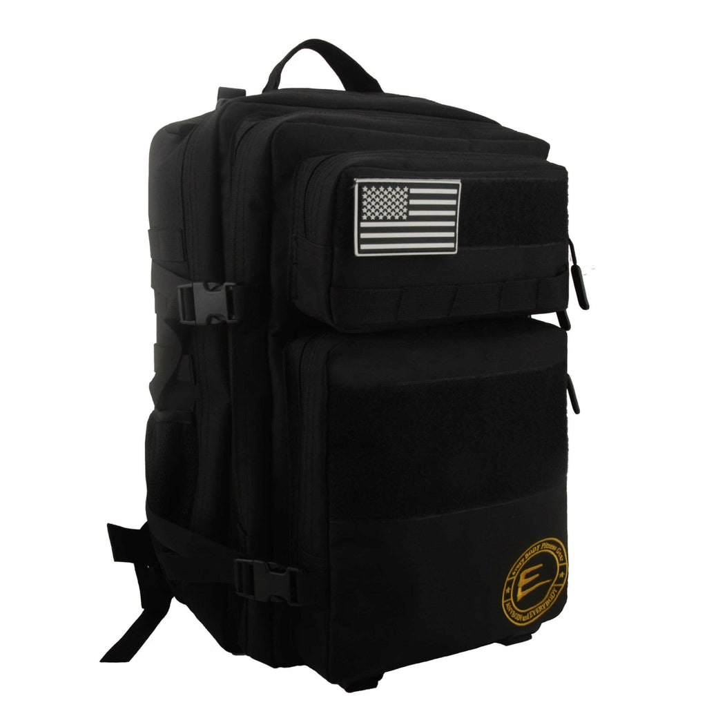 Black and Gold 45L Backpack with Cup Holders