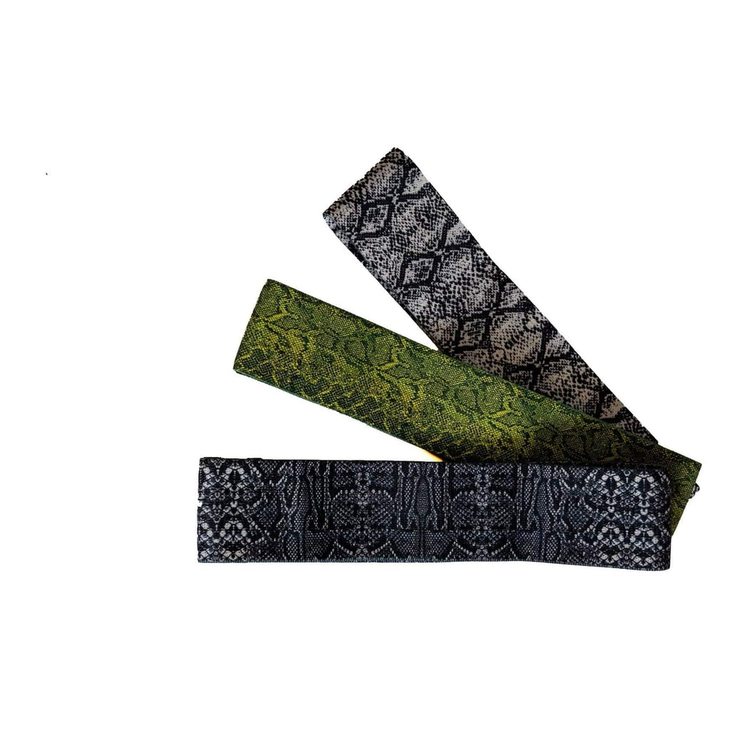 snakeskin fabric glute resistance bands set green black gray
