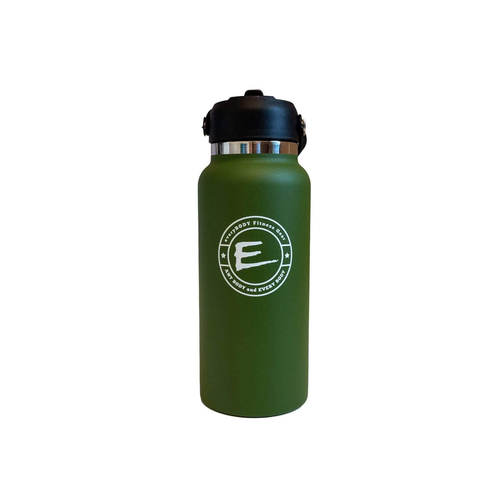 army green stainless steel water bottle 32fl oz