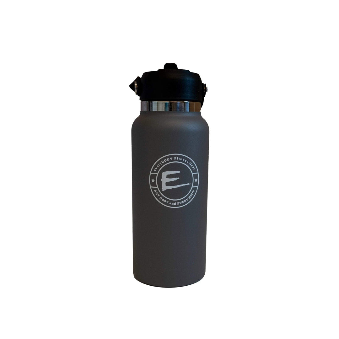 Water Bottle Stainless Steel, 32 Oz., Very Dark Black Stainless