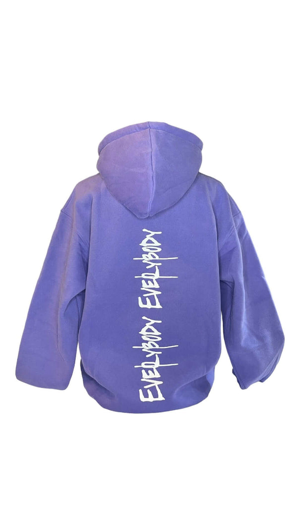purple hoodie with wording