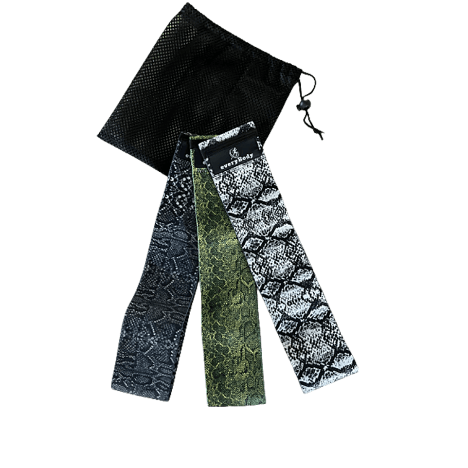 green black gray snakeskin cloth glute bands set with carrying bag