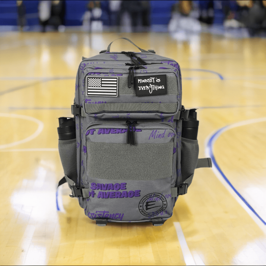 45L Gray and Purple Backpack Unisex